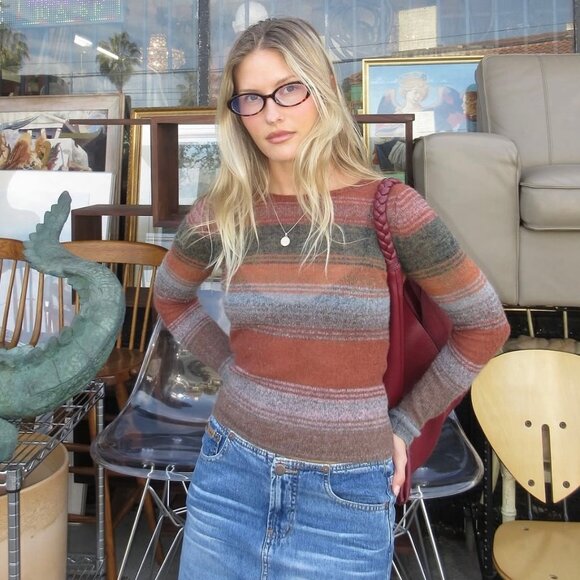 Réalisation Par Striped Scoop Neck Sweater - Picture 1 of 11